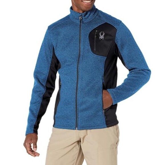 Spyder Men's Sz XL Blue & Black Half Zip Gait Knit Pullover Jacket - Picture 1 of 13